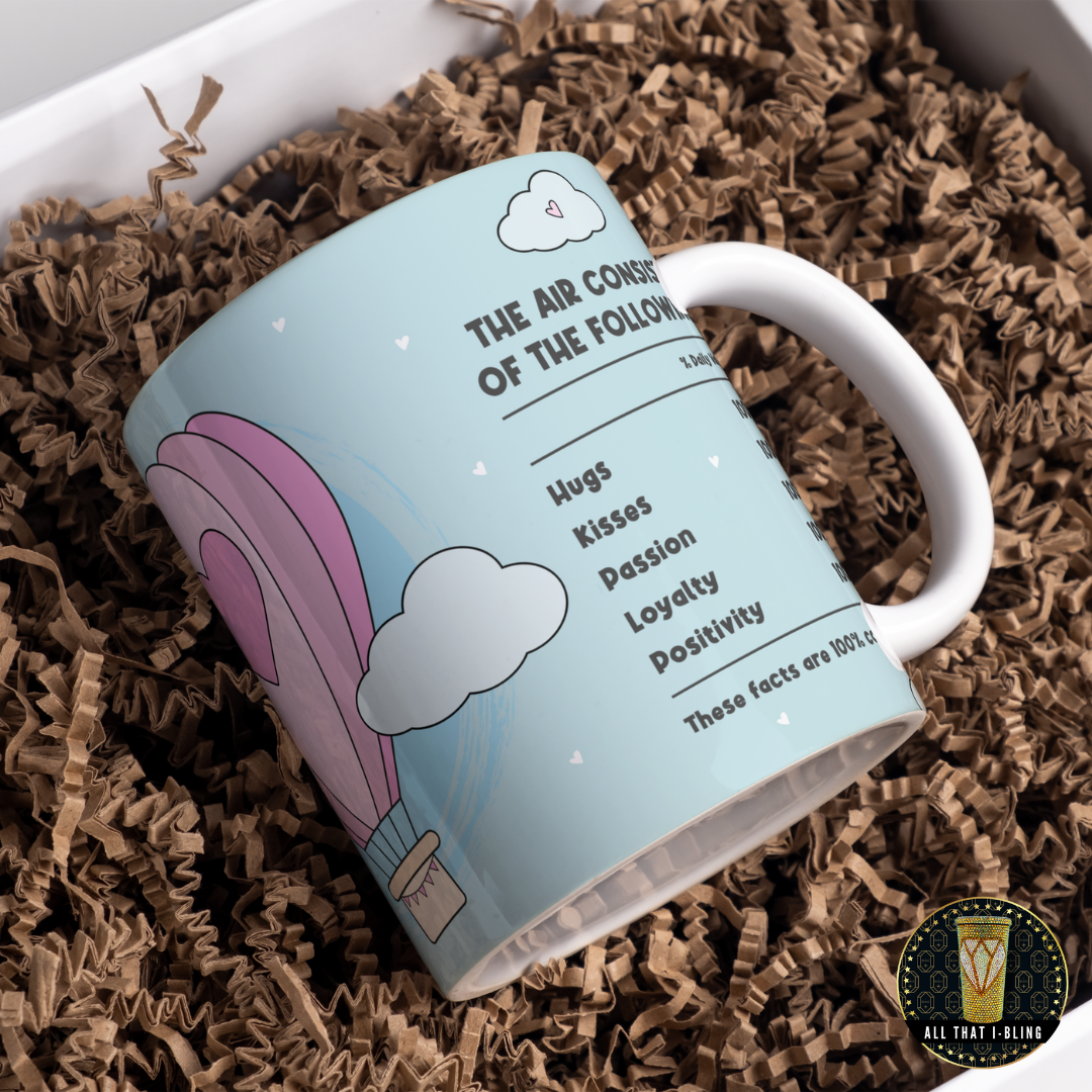 LOVE AIR BALLOON,sublimated mug,pastel colours,Love is in the air,air balloon,ceramic mug , perfect gift