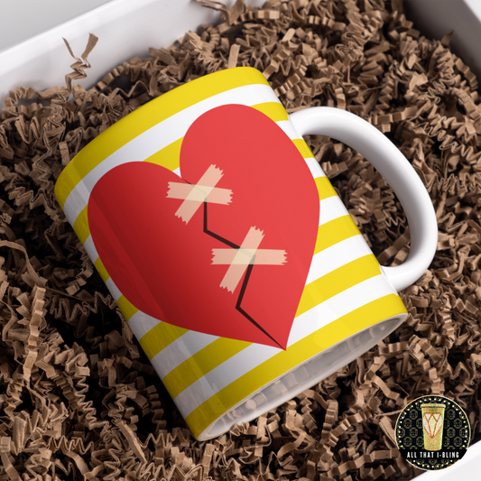 BROKEN HEART Design, sublimated 11 0z mug, stronger together,ceramic mug , perfect gift