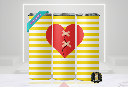 BROKEN HEART Design, 20oz Skinny Tumbler, strong together,seamless pattern