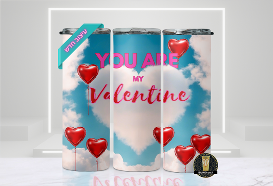 LOVE BALLOON valentines Tumbler Design, clouds and heart balloons,3D style,20oz Skinny Tumbler